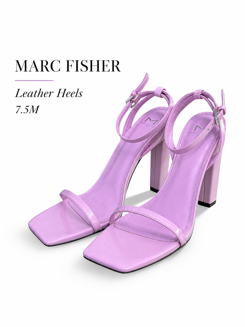 Marc Fisher LTD Lilac Patent Leather Ankle Strap Heels 7.5M